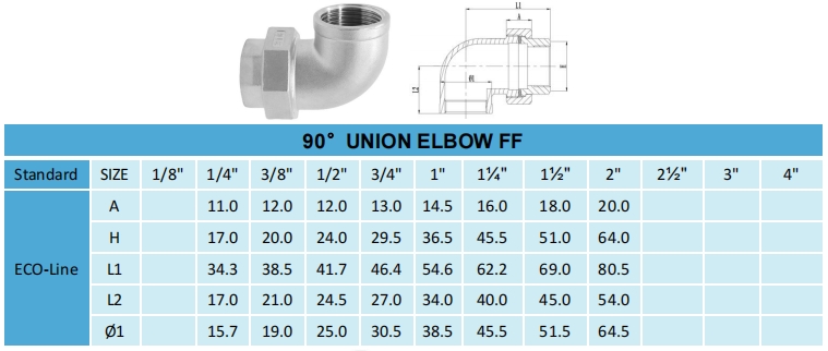 90 union elbow FF