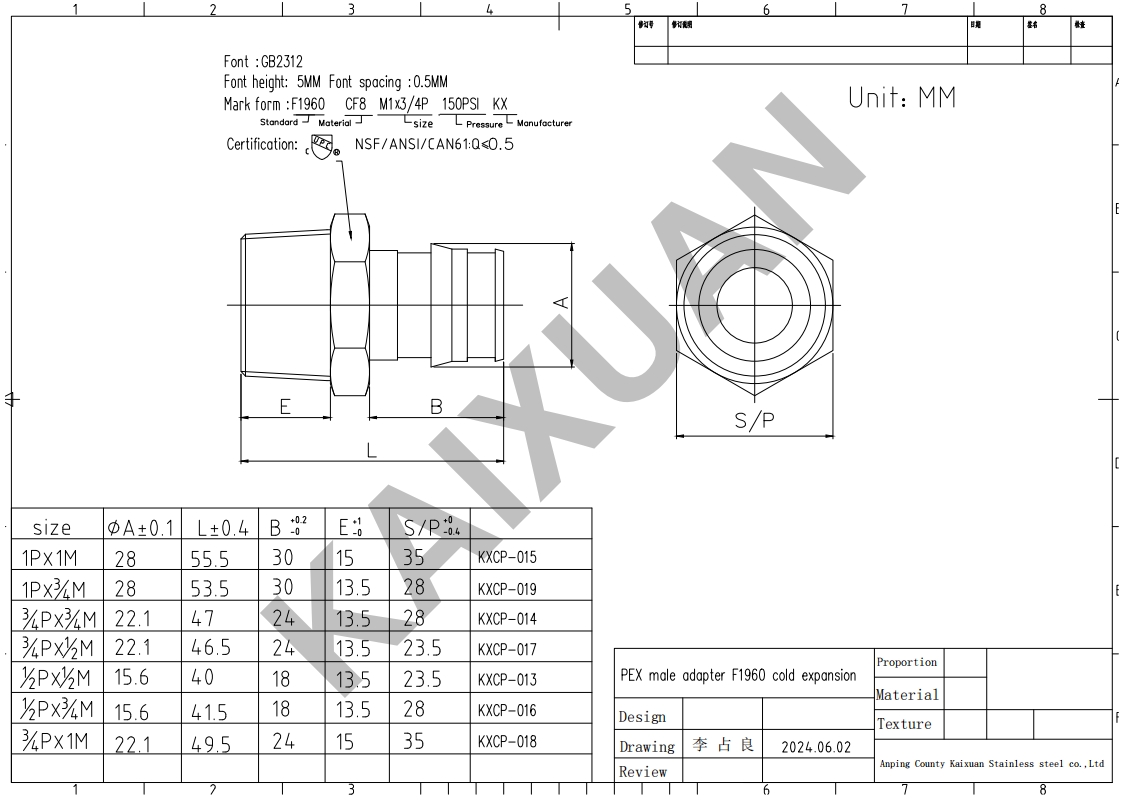 F1960 external thread connector